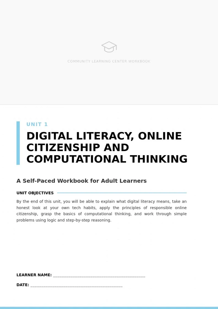 Digital Literacy Workbook Template