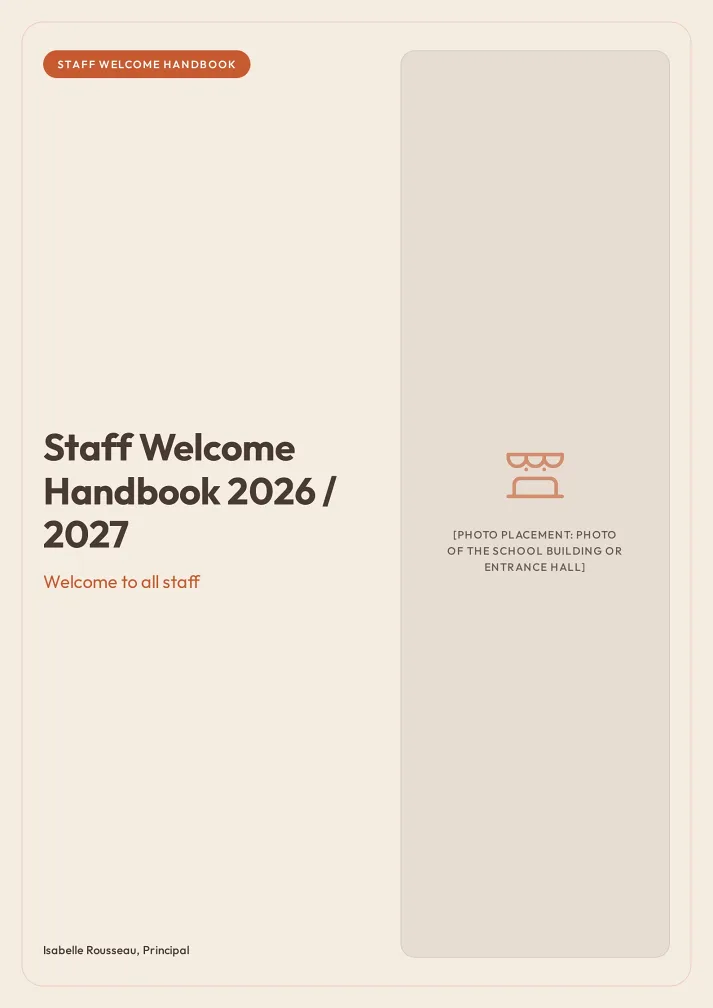 School Staff Welcome Handbook Template