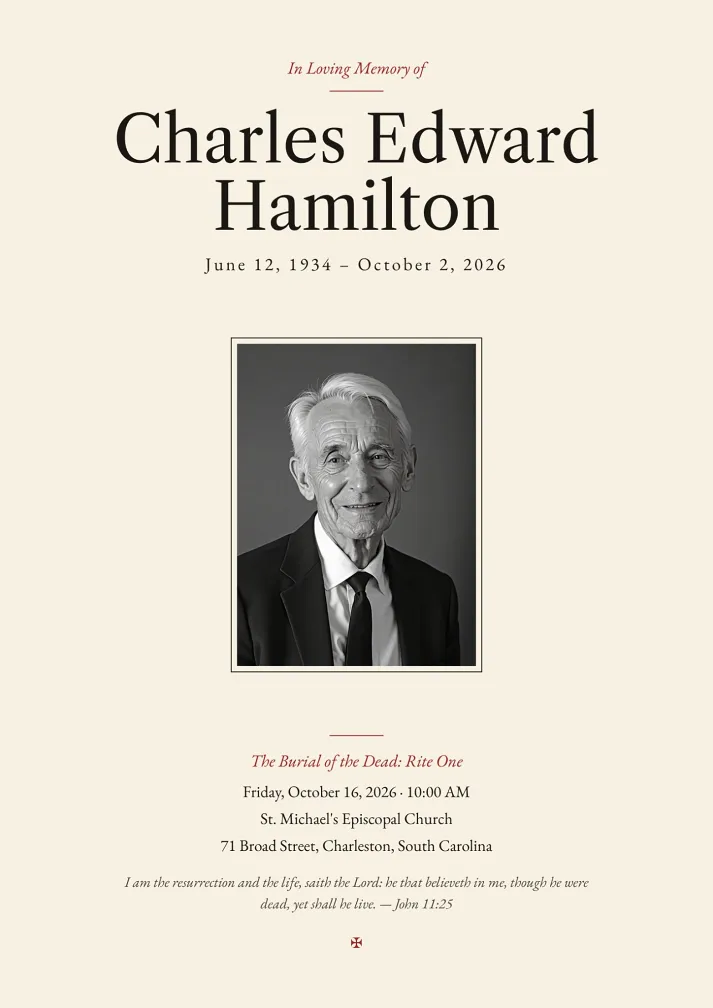 Book of Common Prayer Funeral Program Template