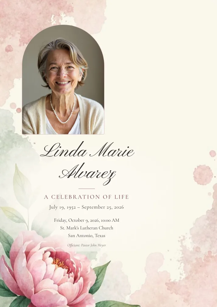 Watercolor Floral Celebration of Life Template