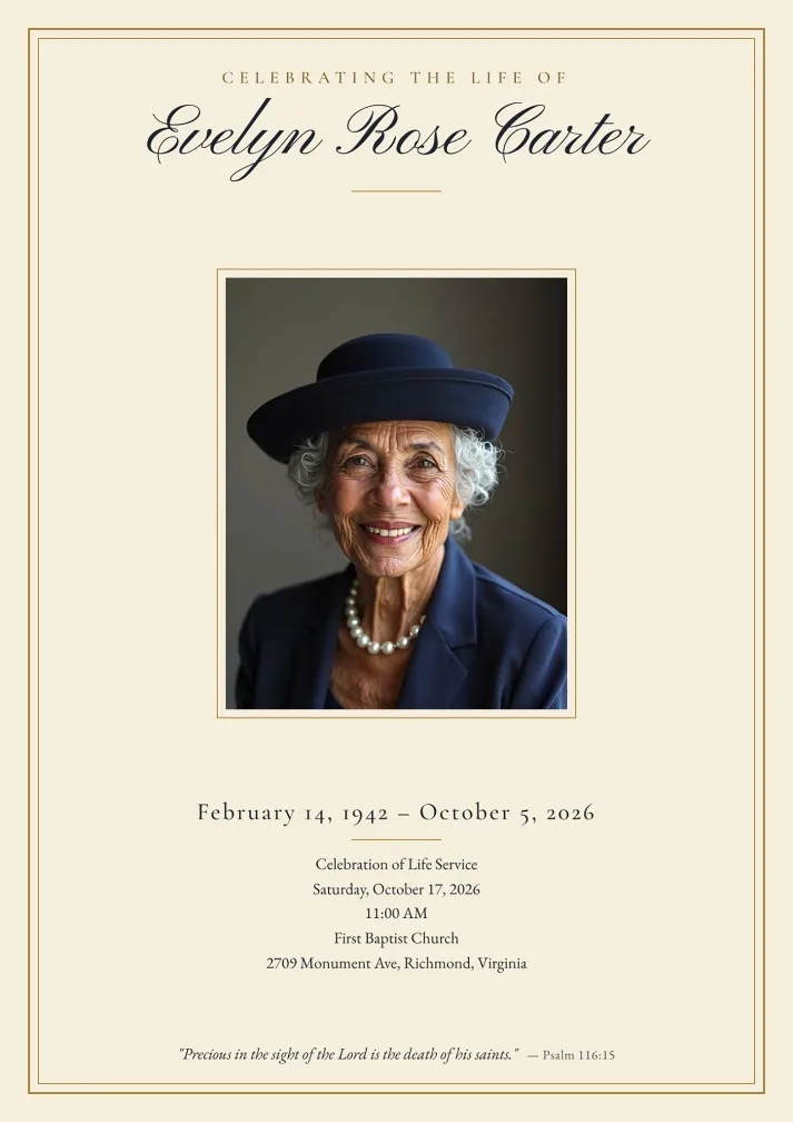 White and Gold Celebration of Life Program Template