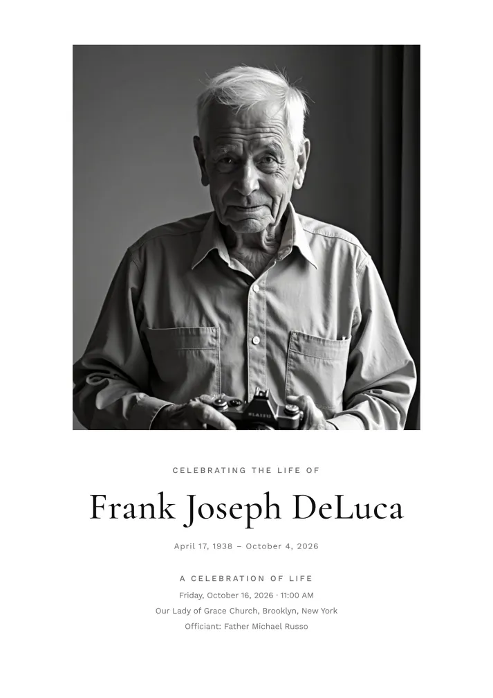 Black and White Photo Memorial Program Template