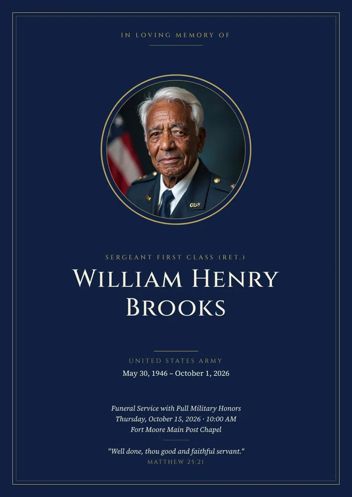 Military Honors Funeral Program Template